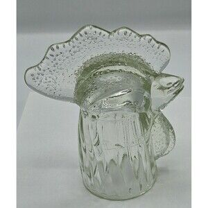 Vintage Rooster Head Glass Decanter Top, Bottle Top, Rustic Americana Farm Decor